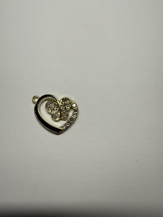 gouden hart met vlinder en steentjes Nr134b