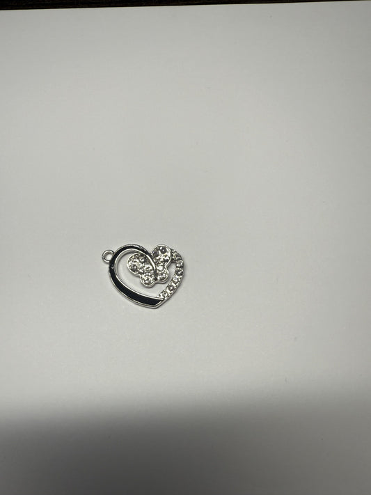 Zilver hart met vlinder en steentjes Nr134a