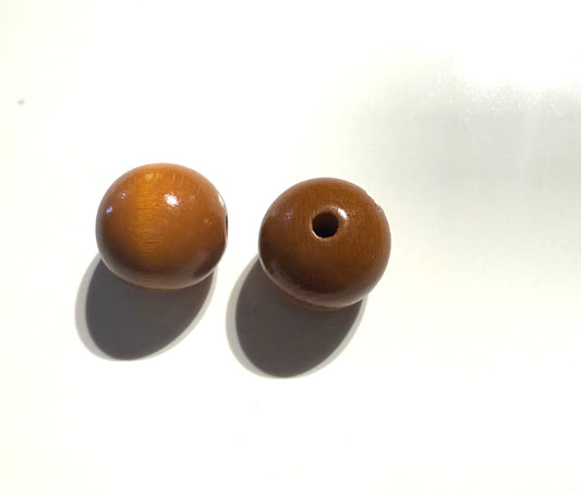 Oranje/bruine houten kraal 13,5mm