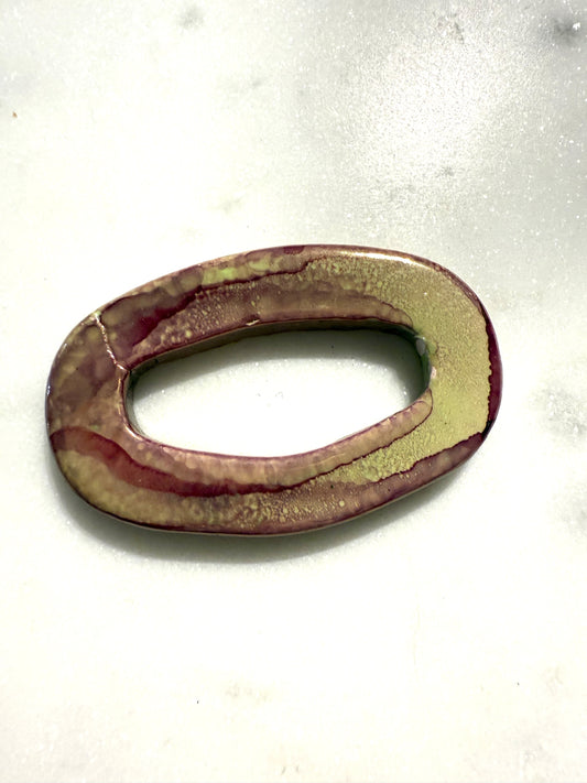 Rose/Groene keramiek kraal