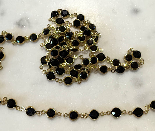 ketting met zwarte steentjes ( prijs per 10cm )