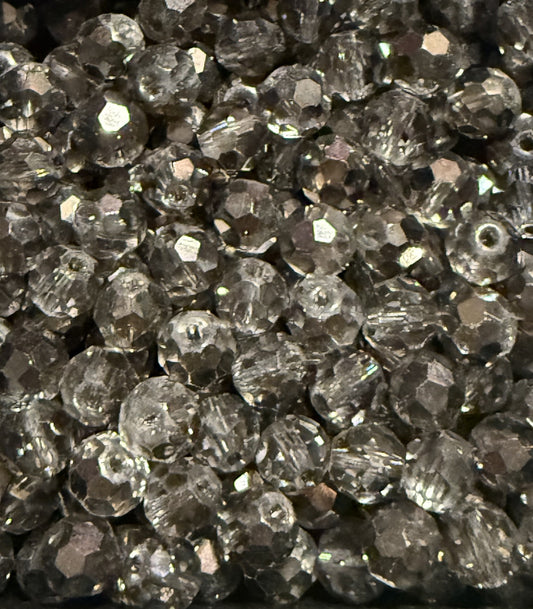 Grijze ronde facet kraal